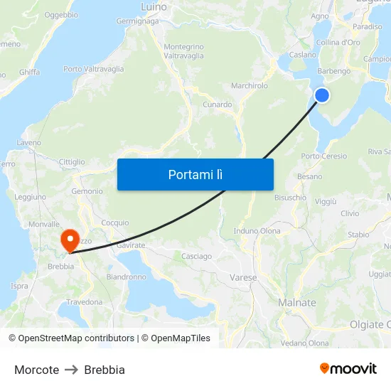 Morcote to Brebbia map
