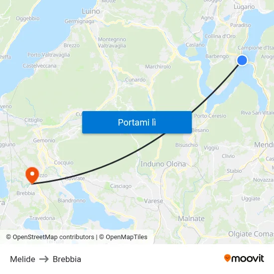 Melide to Brebbia map