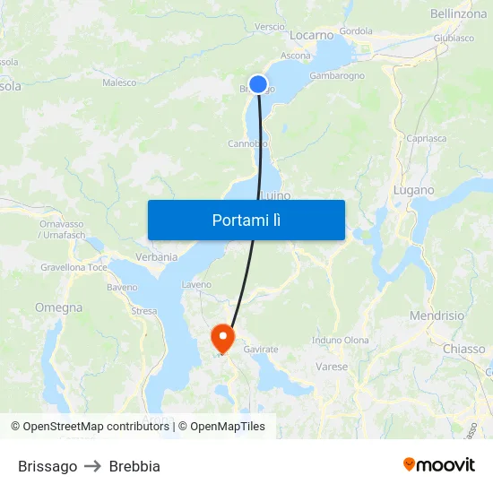 Brissago to Brebbia map