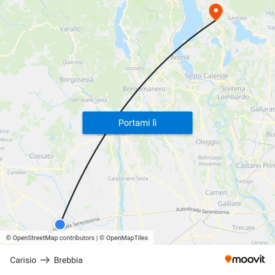 Carisio to Brebbia map