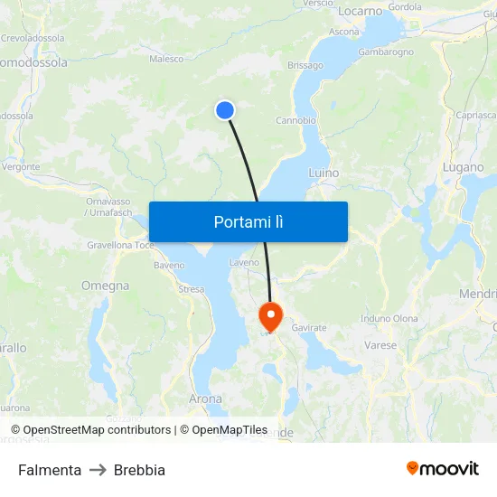 Falmenta to Brebbia map