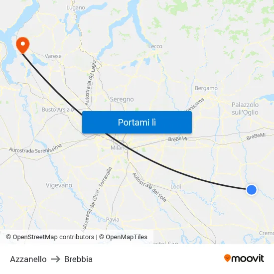 Azzanello to Brebbia map