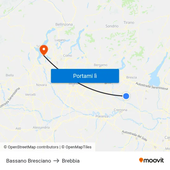 Bassano Bresciano to Brebbia map