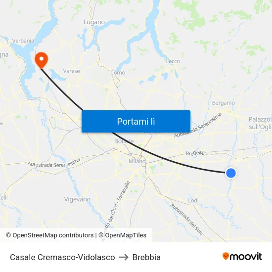 Casale Cremasco-Vidolasco to Brebbia map