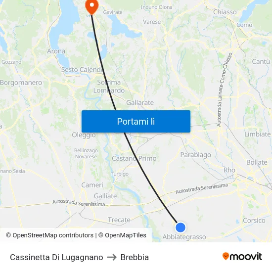 Cassinetta Di Lugagnano to Brebbia map