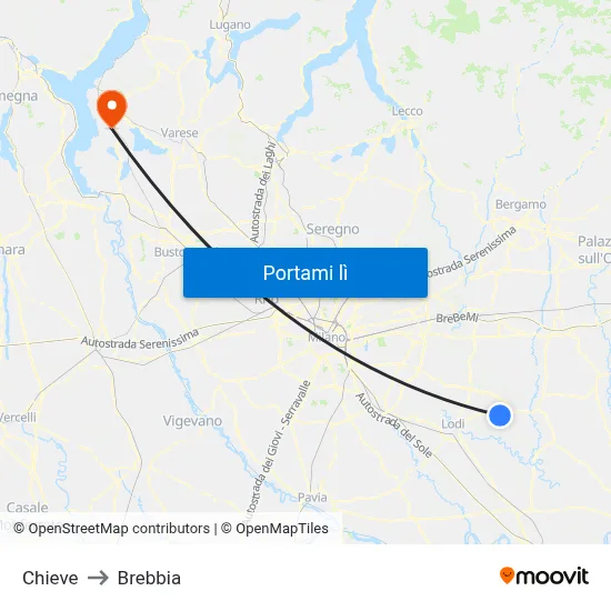 Chieve to Brebbia map