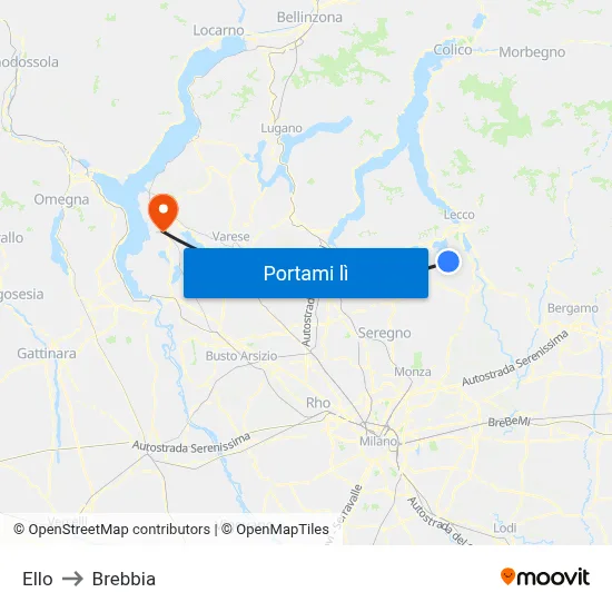 Ello to Brebbia map