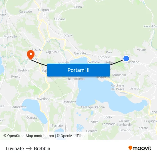 Luvinate to Brebbia map