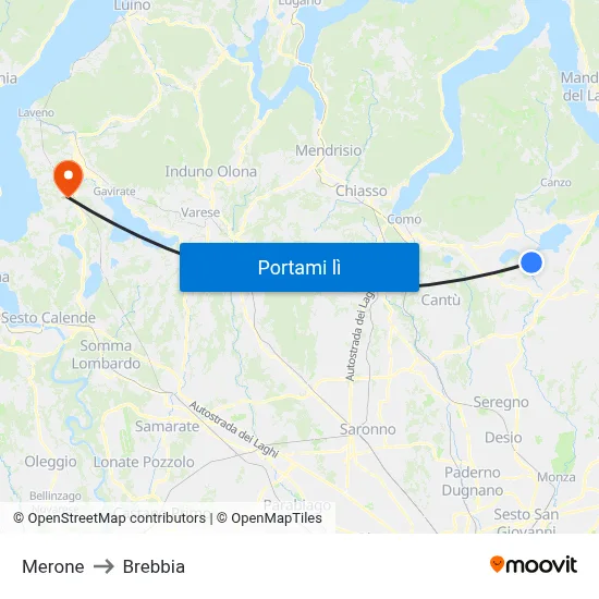Merone to Brebbia map