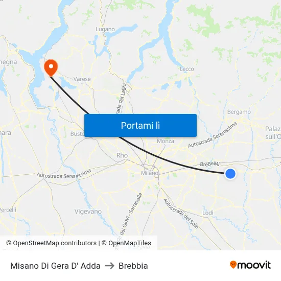 Misano Di Gera D' Adda to Brebbia map