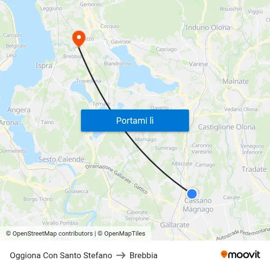 Oggiona Con Santo Stefano to Brebbia map