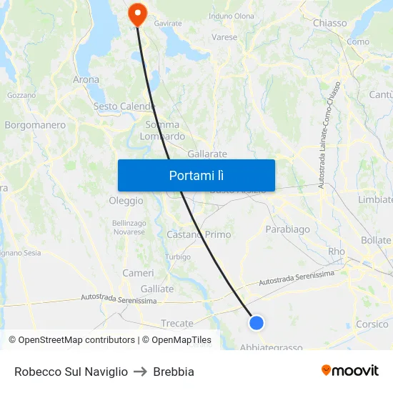 Robecco Sul Naviglio to Brebbia map