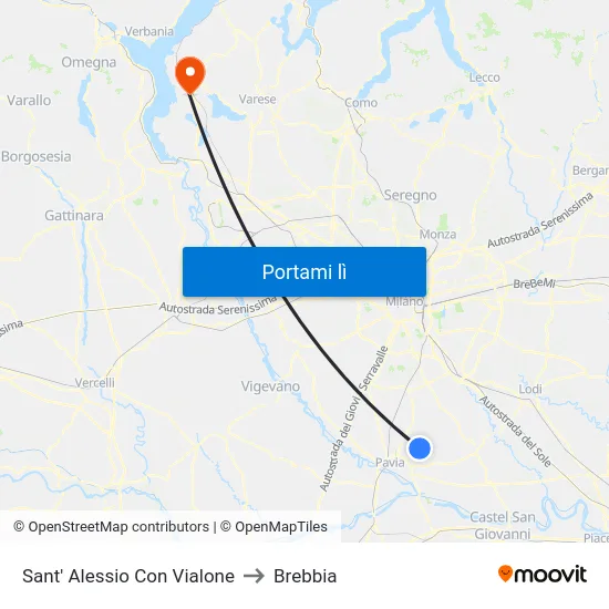 Sant' Alessio Con Vialone to Brebbia map