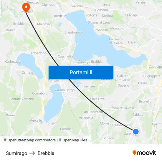 Sumirago to Brebbia map