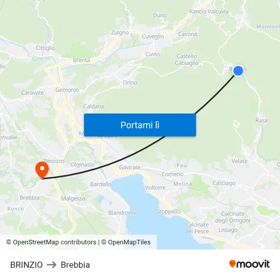 BRINZIO to Brebbia map