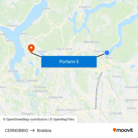 CERNOBBIO to Brebbia map