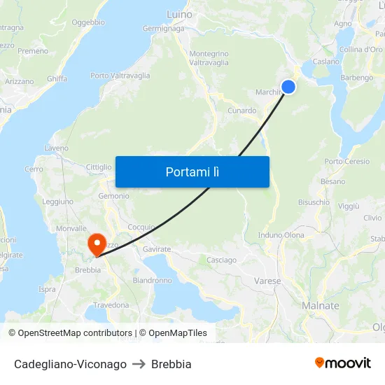 Cadegliano-Viconago to Brebbia map