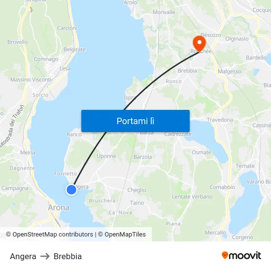 Angera to Brebbia map