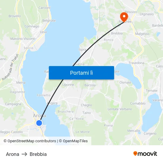 Arona to Brebbia map