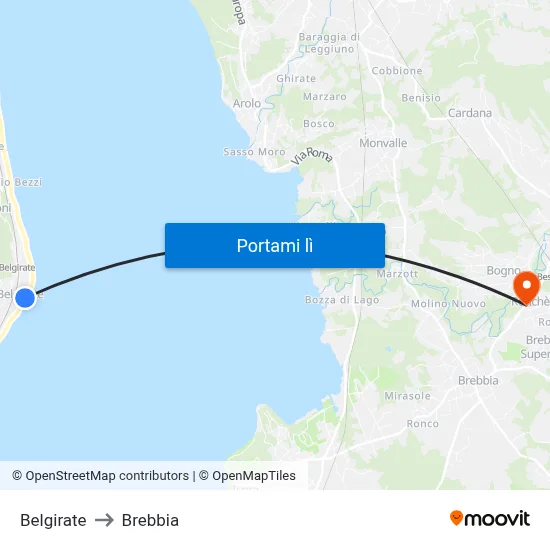 Belgirate to Brebbia map