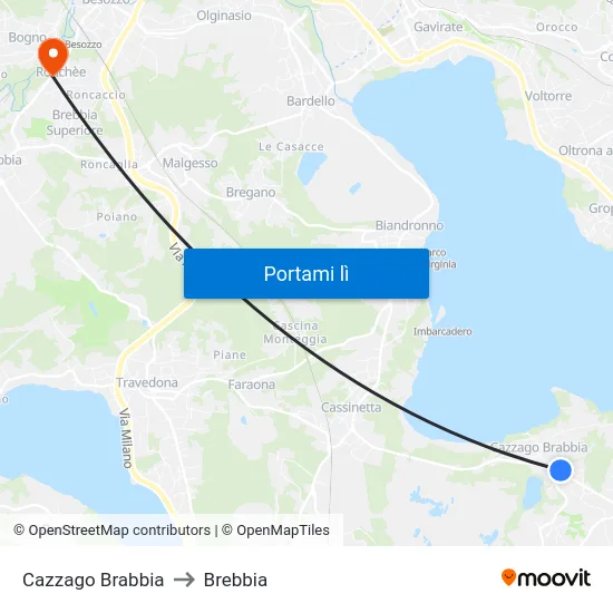 Cazzago Brabbia to Brebbia map