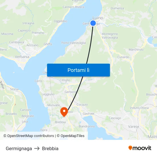 Germignaga to Brebbia map