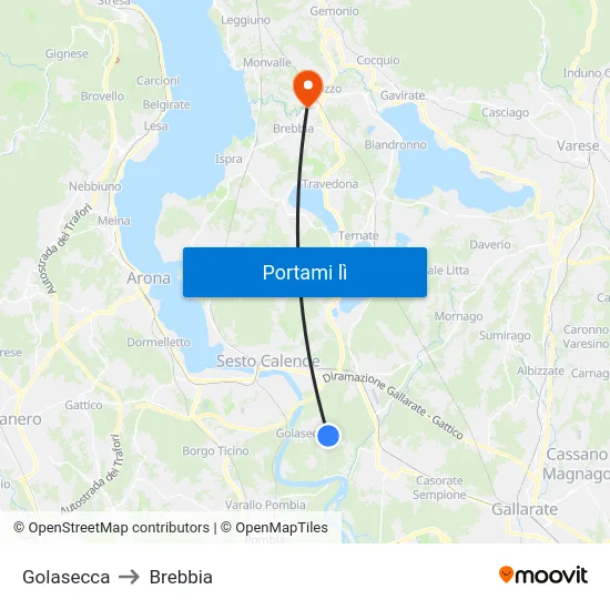 Golasecca to Brebbia map