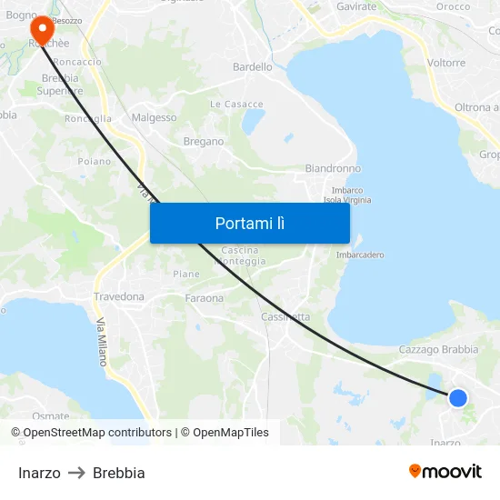 Inarzo to Brebbia map