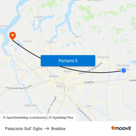Palazzolo Sull' Oglio to Brebbia map