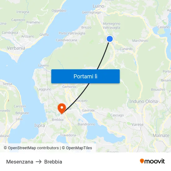 Mesenzana to Brebbia map