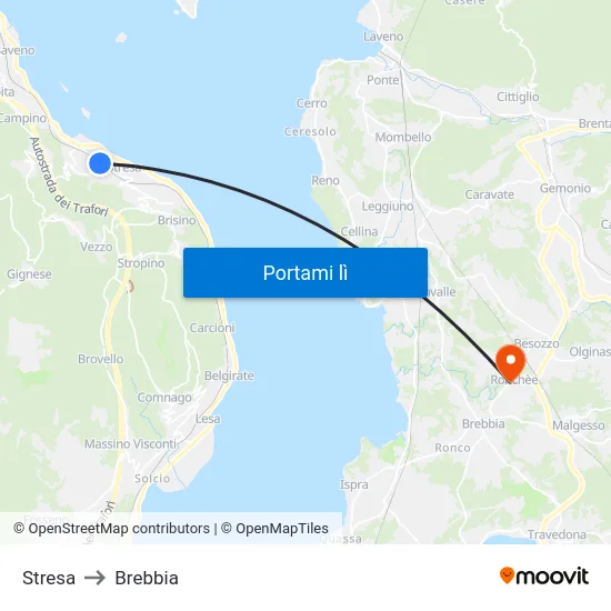Stresa to Brebbia map