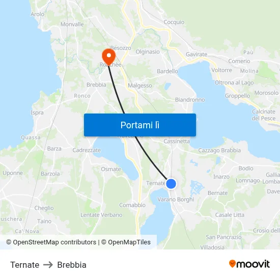 Ternate to Brebbia map