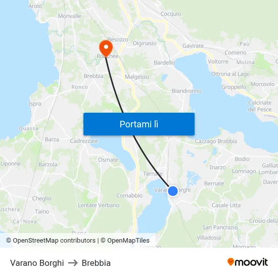 Varano Borghi to Brebbia map