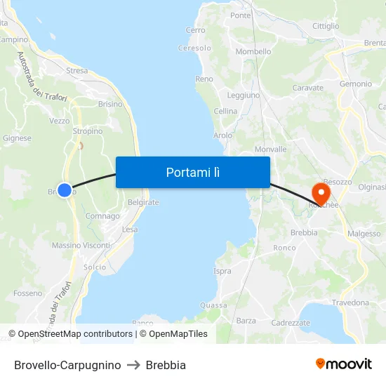 Brovello-Carpugnino to Brebbia map