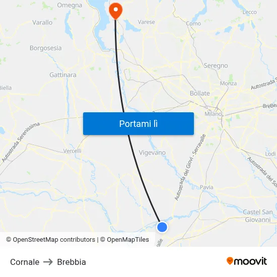 Cornale to Brebbia map