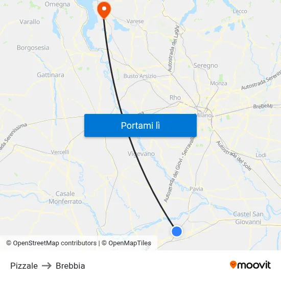 Pizzale to Brebbia map