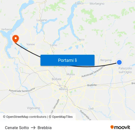 Cenate Sotto to Brebbia map