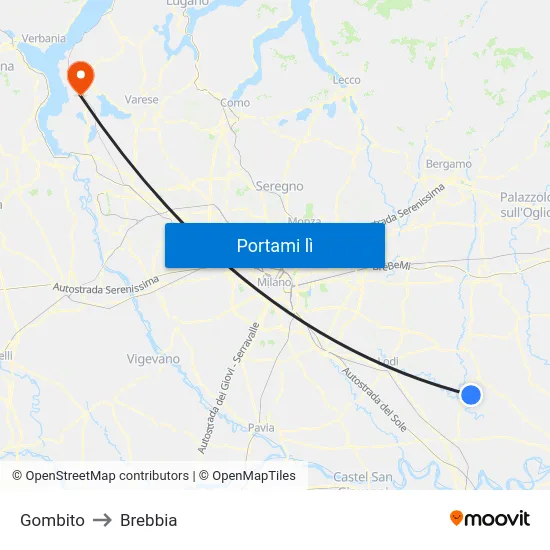 Gombito to Brebbia map