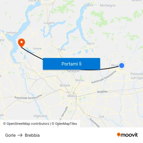 Gorle to Brebbia map