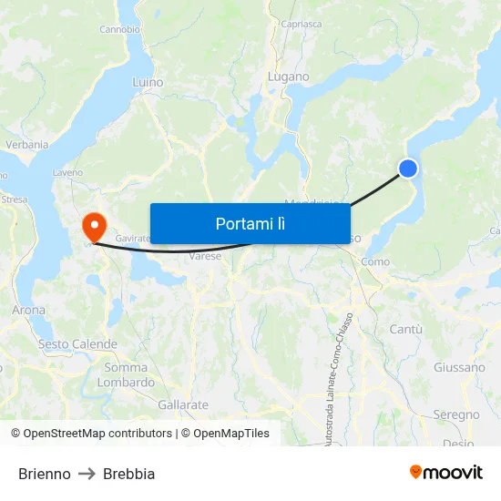 Brienno to Brebbia map