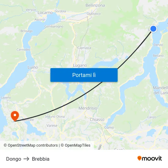 Dongo to Brebbia map