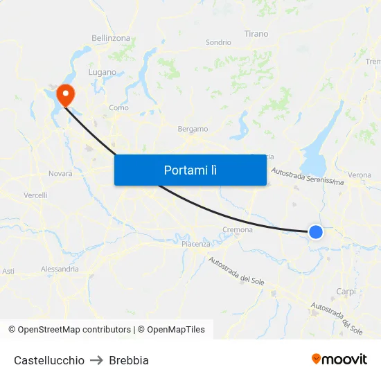 Castellucchio to Brebbia map