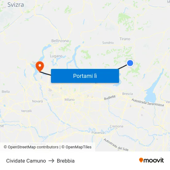 Cividate Camuno to Brebbia map