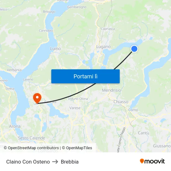 Claino Con Osteno to Brebbia map
