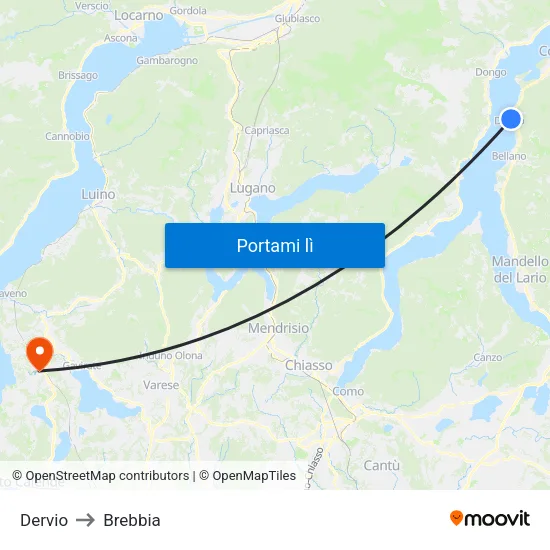 Dervio to Brebbia map