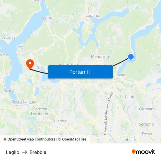 Laglio to Brebbia map