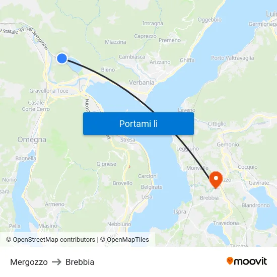 Mergozzo to Brebbia map
