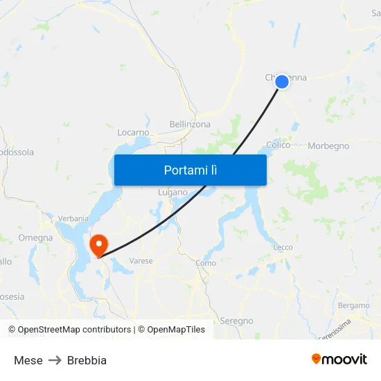 Mese to Brebbia map
