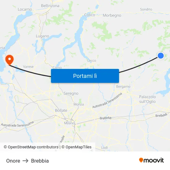 Onore to Brebbia map