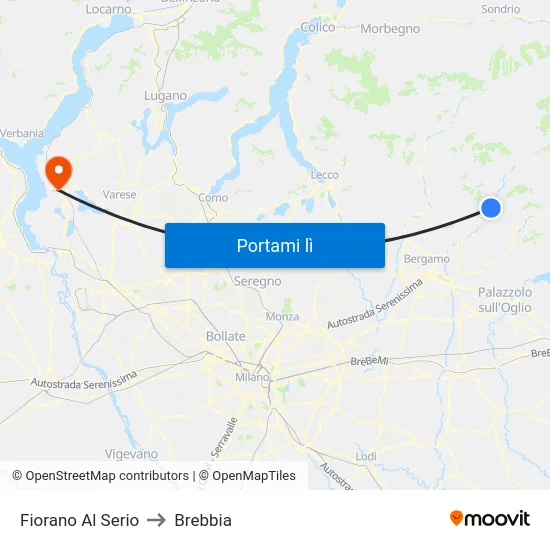 Fiorano Al Serio to Brebbia map